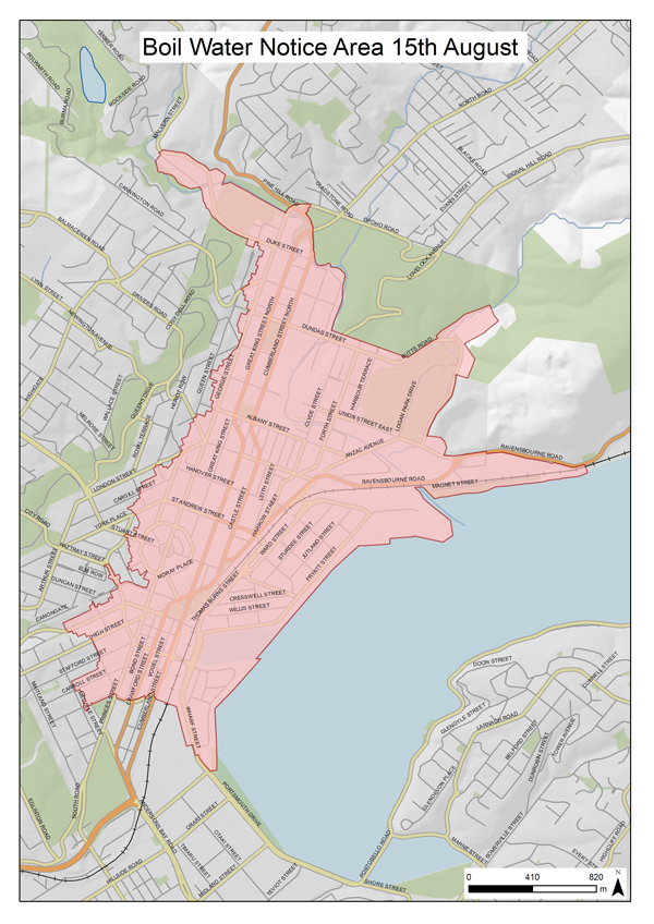 View affected area for boil water notice - 15/08/2017